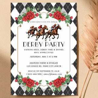 Modern Race Horse Derby Party Equestrian Invitatio Invitation