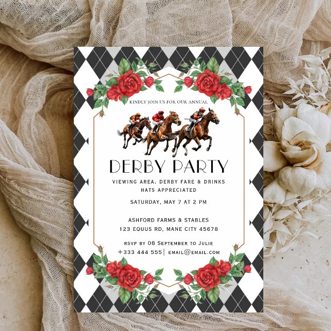 Modern Race Horse Derby Party Equestrian Invitatio Invitation (Creator Uploaded)