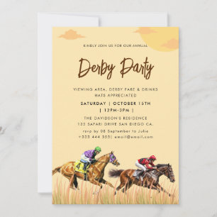 Modern Race Horse Derby Party Equestrian Invitation