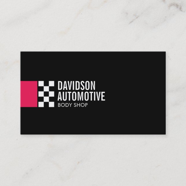 Modern Racing Flag Logo in Red Automotive Business Card (Front)
