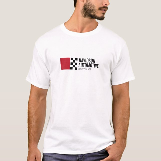 Modern Racing Flag Logo in Red II Automotive T-Shirt (Front)