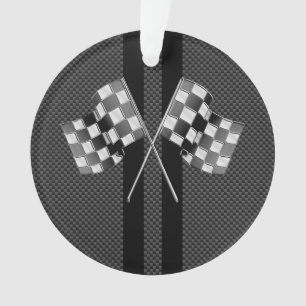 Modern Racing Flags Stripes in Carbon Fibre Style Ornament