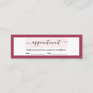 Modern Racy Red Elegant Calligraphy Appointment Mini Business Card