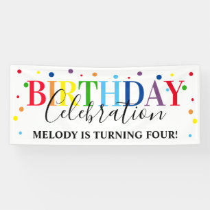 Modern Rainbow Any Age Kids Birthday Celebration Banner