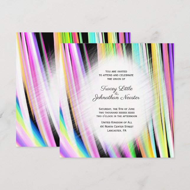 Modern Rainbow Art Wedding Invitations (Front/Back)