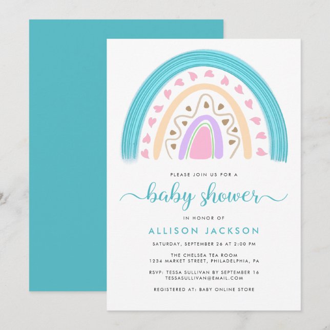 Modern Rainbow Baby Shower Invitation (Front/Back)