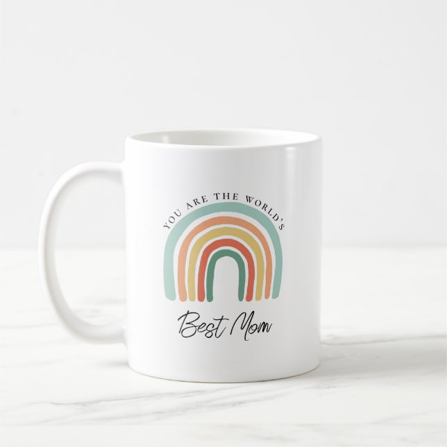 Modern Rainbow Best Mum Mothers Day Gift Coffee Mug (Left)