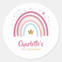 Modern Rainbow Birthday Party Classic Sticker