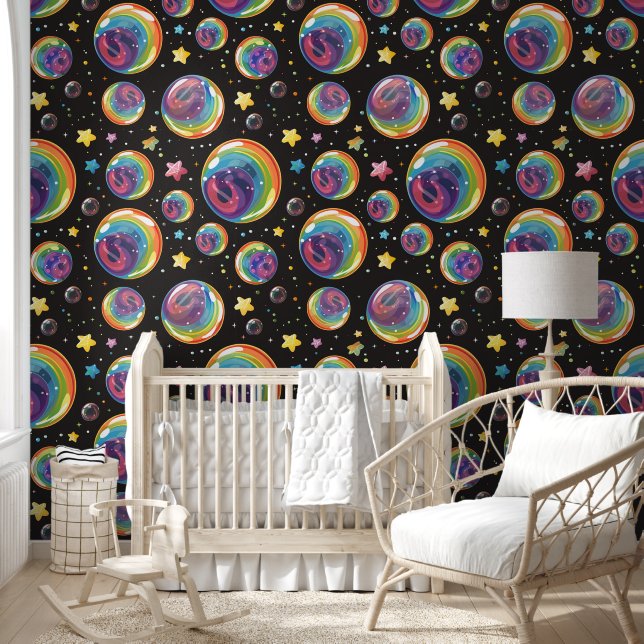 Modern Rainbow Bubbles Seamless Stylish Patterns  Wallpaper (Kids)