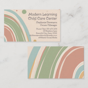 Modern Rainbow Childcare Daycare Kids Children Business Card