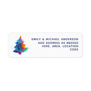 Modern Rainbow Christmas Tree Return Address
