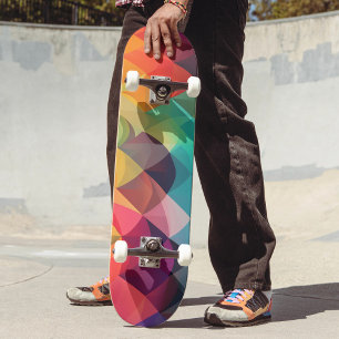 Modern Rainbow Colorful Geometric Pattern  Skateboard