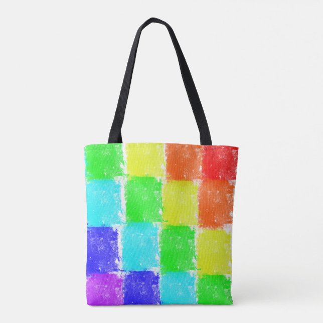 Modern Rainbow Colour Blocks Tote Bag (Back)