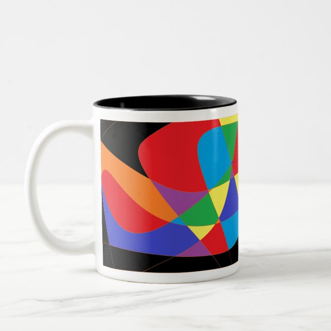 Modern Rainbow Coloured Art Two-Tone Coffee Mug (Left)