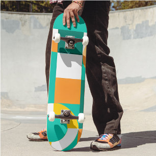 Modern Rainbow Colourful Geometric Pattern  Skateboard