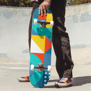 Modern Rainbow Colourful Geometric Pattern  Skateboard