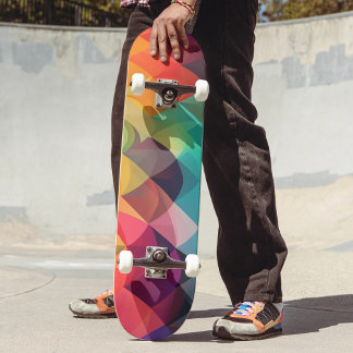 Modern Rainbow Colourful Geometric Pattern Skateboard