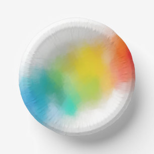 Modern Rainbow Colours Pink Red Blue Purple Yellow Paper Plate