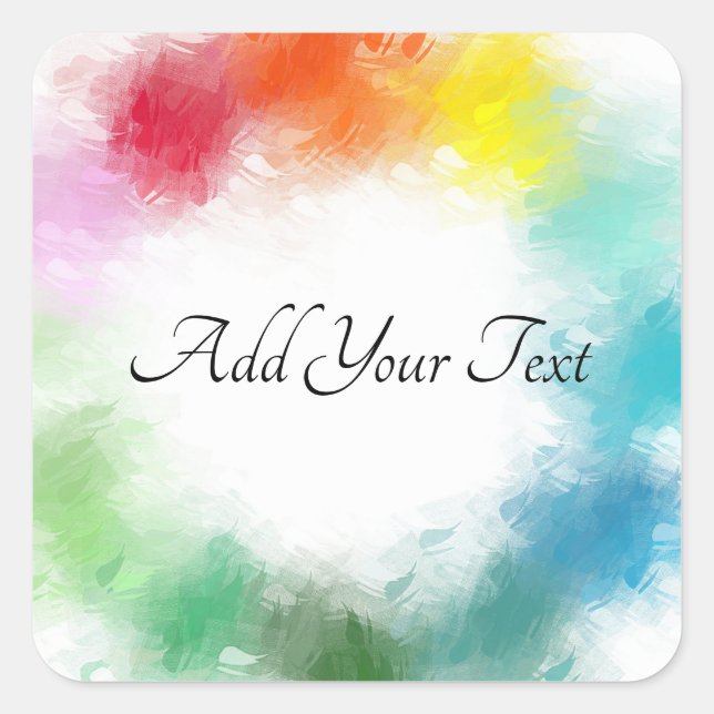 Modern Rainbow Colours Template Handwritten Elegan Square Sticker (Front)