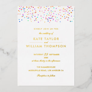 Modern Rainbow Confetti Photo Wedding Gold