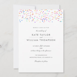 Modern Rainbow Confetti Wedding Invitation