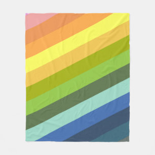 Modern Rainbow Diagonal Stripes Geometric Pattern  Fleece Blanket