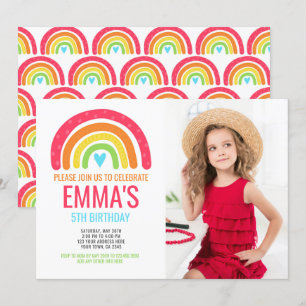 Modern Rainbow First Birthday Invitation
