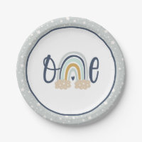 Modern Rainbow First Birthday Plate - Boy LB