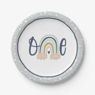 Modern Rainbow First Birthday Plate - Boy LB