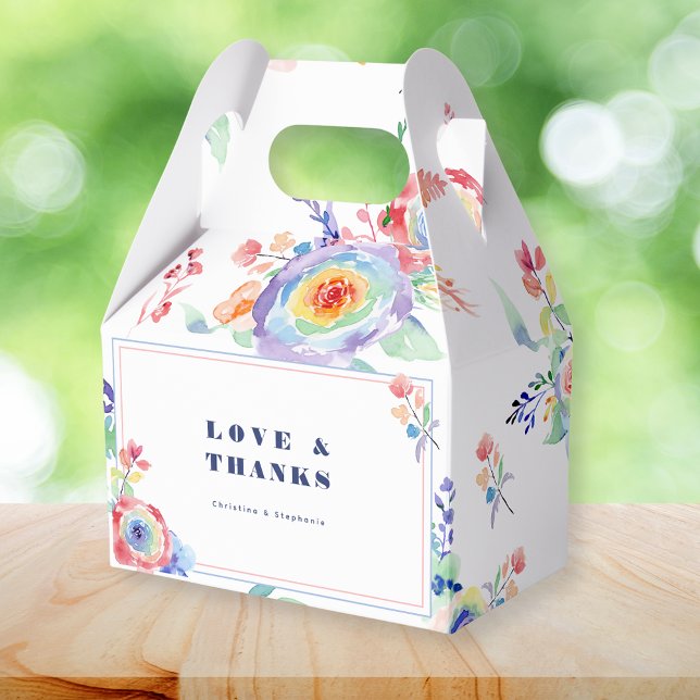 Modern Rainbow Floral LGBTQ Wedding Favour Box (Creator Uploaded)