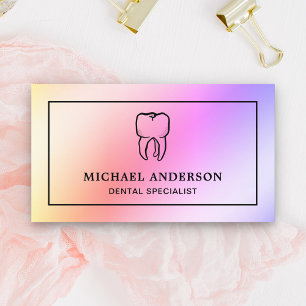 Modern Rainbow Foil Tooth Dental Clinic Dentist Business Card