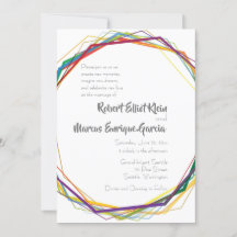 Modern Rainbow Geometric Wedding Invitation