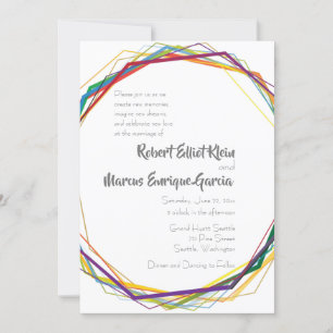 Modern Rainbow Geometric Wedding Invitation