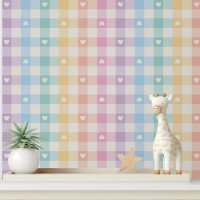 Modern Rainbow Gingham Cute Girly Heart Pattern