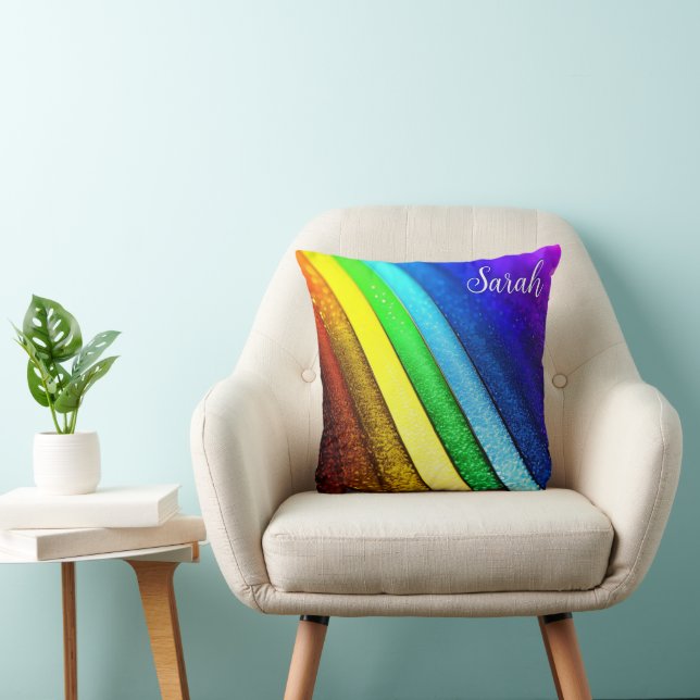 Modern Rainbow & Glam Pride Monogram Cushion (Chair)