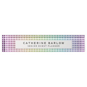Modern Rainbow Glitter Dots Nameplate
