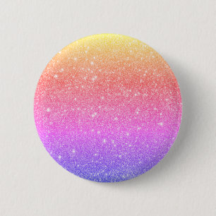 Modern Rainbow Glitter Glam Button