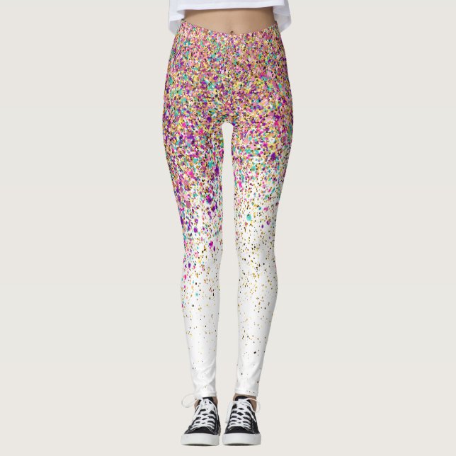 Modern Rainbow Glitter Sparkles Gift  Leggings (Front)