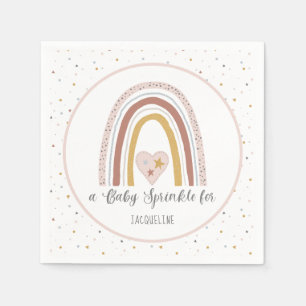 Modern Rainbow Gold Dusty Pink Girl Baby Sprinkle Napkin