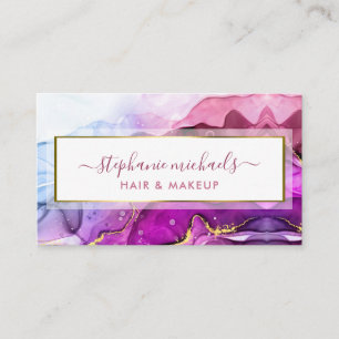 Modern Rainbow Gold Liquid Ink Abstract Business Card