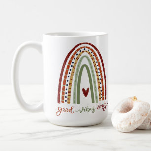 Modern Rainbow Good Vibes Only Inspirivity Coffee Mug