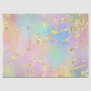 Modern Rainbow Gradient and Gold Marble Pattern Tissue Paper