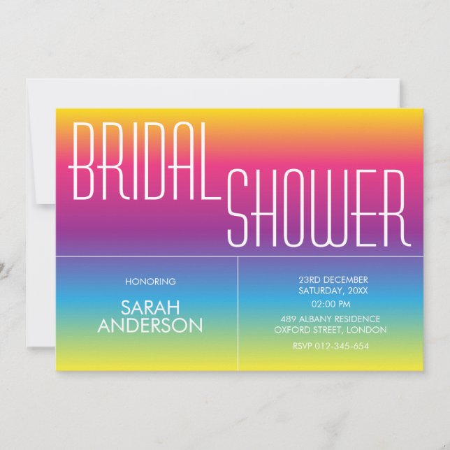 Modern Rainbow Gradient Bridal Shower Invitation  (Front)