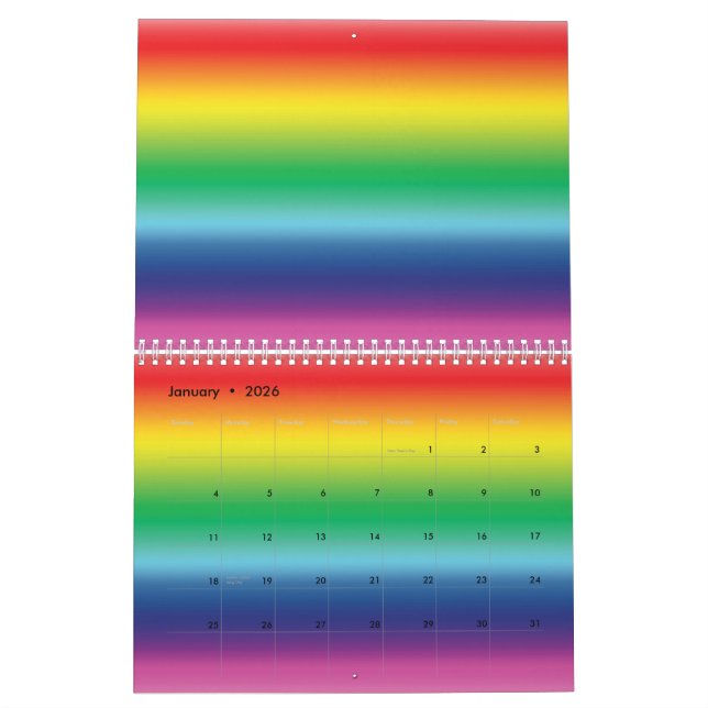 Modern rainbow gradient colours Lgbt flag gay prid Calendar (Jan 2026)