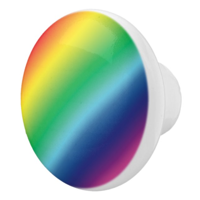 Modern rainbow gradient colours ombre pattern fun ceramic knob (Right)