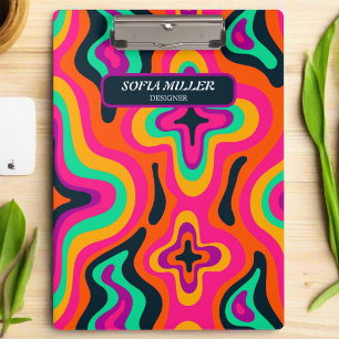 Modern Rainbow Groovy Coloful Retro Boho Abstract  Clipboard