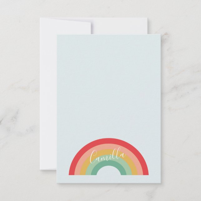 Modern rainbow handwritten script kids thank you card (Front)