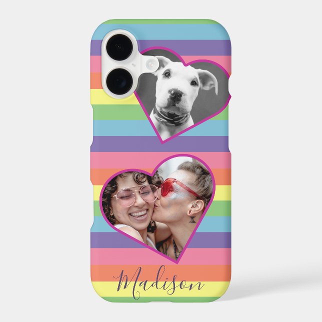  Modern Rainbow Heart Photo Script Name Monogram C (Back)