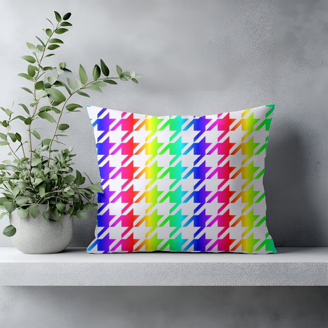 Modern Rainbow Houndstooth Pattern Cushion (Creator Uploaded)