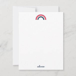 Modern Rainbow in Blue Script Name Card